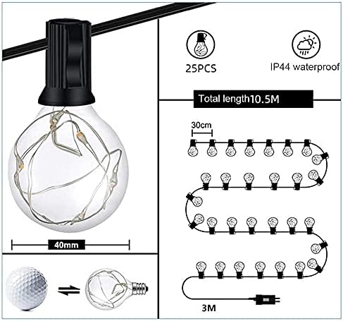 38ft Szabadtéri String Fény a 30 LED Izzók, Időjárásálló Kerti Verandán Kertben Buli, Esküvő, Karácsonyi Világítás