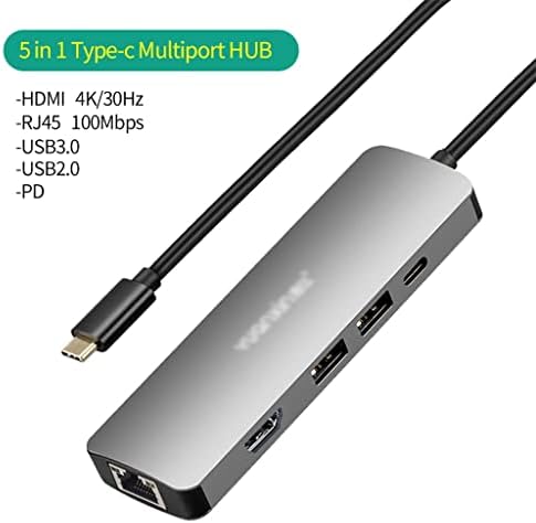 XDCHLK Típus C-HUB, USB C Hub 8 1 4K PD 60W SD/TF RJ45 Adapter USB-C Splitter Ethernet Dokkoló Állomás ( Szín : Szürke
