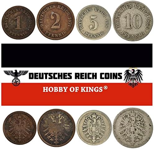 4 Érmék német | német Érme Meghatározott Gyűjtemény 1 2 5 10 Pfennig | Juttatni 1873-1889 | Parlagi Sas