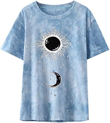 Hold Nap Grafikus Tshirts a Lányok Rövid Ujjú Legénység Nyak Ajándék, Aranyos, Vicces, Nyakkendő Festék Maximum Tshirts