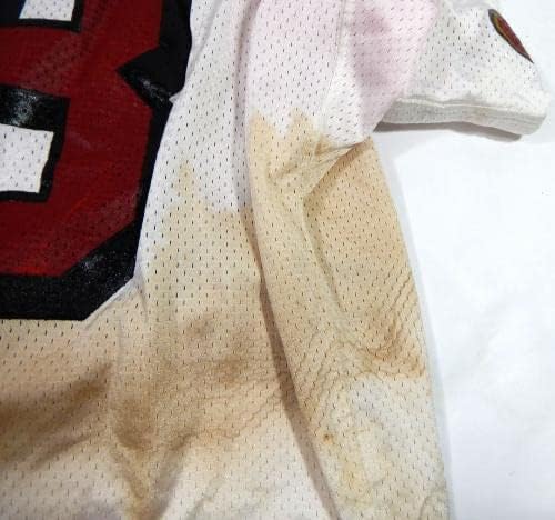2002-ben a San Francisco 49ers Justin Swift 88 Játék Használt Fehér Gyakorlat Jersey XL 40 - Aláíratlan NFL Játék Használt