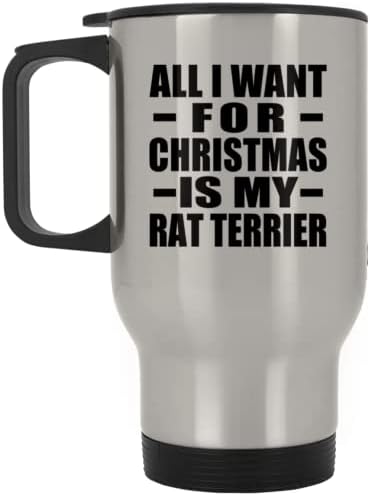 Designsify Karácsonyra A Patkány Terrier, Ezüst Utazási Bögre 14oz Rozsdamentes Acél Szigetelt Dobon, Ajándékok Születésnapi