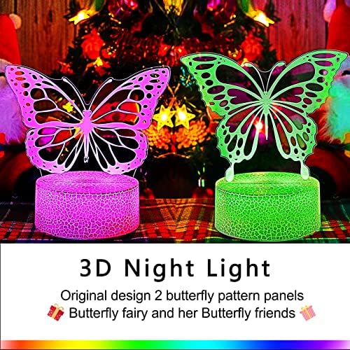 Bitrue Pillangó Éjszakai Fény,2 Pillangó Minták,Születésnap Lányok, Ajándék 3D-s Illúzió Lámpa,16 Fény, a Színek, valamint