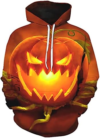 XXBR kapucnis felső a Férfi, 3D Halloween Pumpkin Jack-o-Lámpás Nyomtatott Húzózsinórral Pulóver Divat Esik Kapucnis