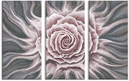 Biuteawal 3 Darab Vászon Nyomatok Rózsaszín Virág Wall Art Hálószoba Romantikus Rózsa Virágos Festmény, Grafika Kortárs