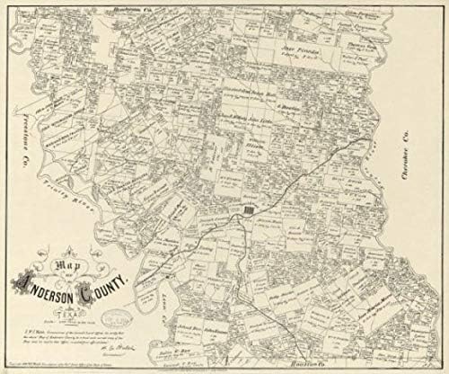 1879 Map| Térkép Anderson Megyében, Texasban| Anderson Megye|Anderson Megyei Tex|Igazi Kellék
