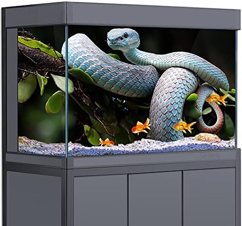 Akvárium Háttér Matrica Dekoráció Hal Tartályok,Kígyó Hüllő Természet HD 3D Plakát (23.6x47.2a (60x120cm))