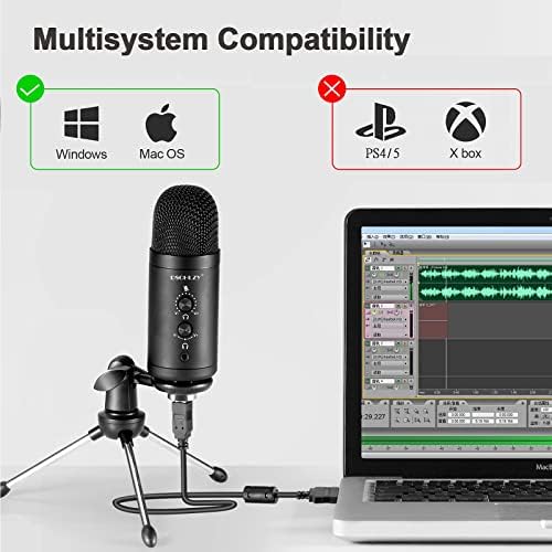 FONSAWA USB Kondenzátor Mikrofon Podcast PC Mikrofon: Ének Felvétel Streaming Mic Stúdió Szakmai Nulla Késleltetésű