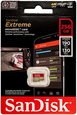 SanDisk Extreme 256 gb-os MicroSD Memóriakártya Működik a Samsung Galaxy Tab Active4 Pro Tablet (SDSQXAV-256G-GN6MA)