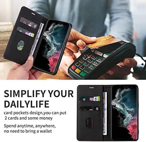 SOUTEM Kompatibilis a Samsung Galaxy S22 Ultra 5G Tárca az Esetben, PU Bőr [RFID-Blokkoló] [Erős Bezárása] Pénztárca