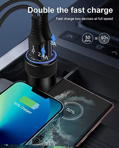 30w Autós Töltő, gyorstöltés 3.0 szivargyújtó Adapter, 2 Port Gyors Töltés Autó Blokk iPhone 14 Pro Max 13, Samsung